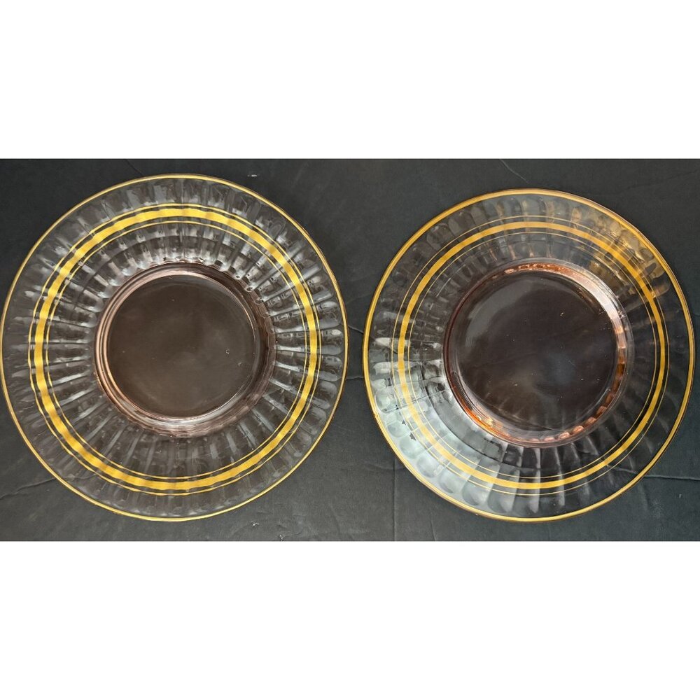 Set of 2 Culver 22K gold Thumbprint 8" Plates no chips/cracks Vintage MCM
